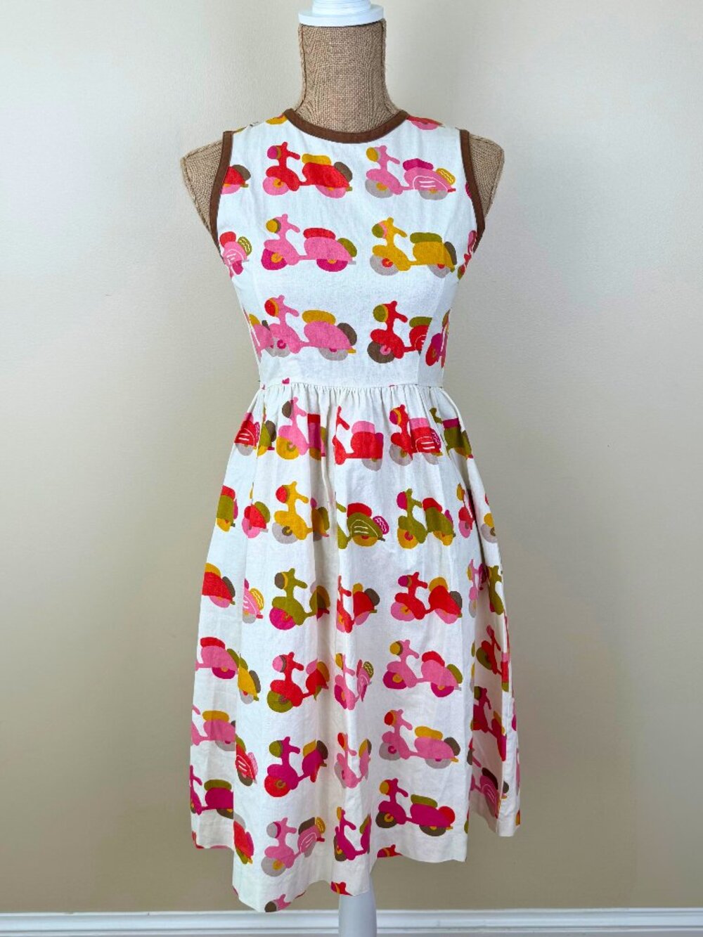 Mikkyrain Japanese Cotton Vespa Print Sundress — Size M (fits US 4–6)